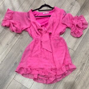 Miami Vibrant Pink romper with Ruffles